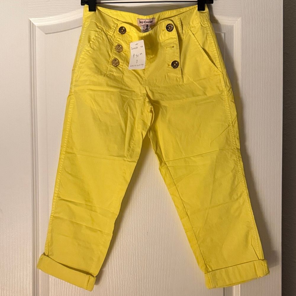 New York & Company Bright Yellow Cropped Pants - Picture 1 of 7
